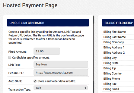 AGMS Gateway generate Hosted Payment Page link