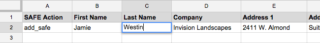 include the customer information to be stored in the SAFE record