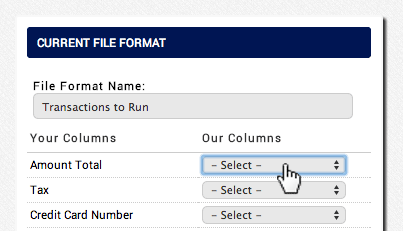 specify the data for each column