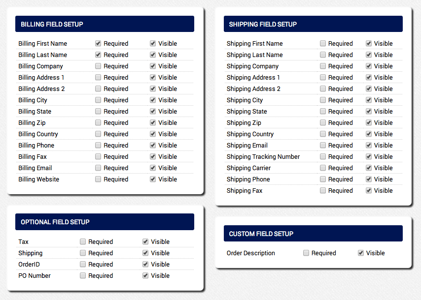 AGMS Gateway select Hosted Payment Page form fields