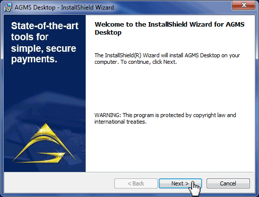 Get started by running the AGMS_Desktop.exe, then click Next
