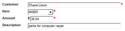 Enter in the customer information and amount due