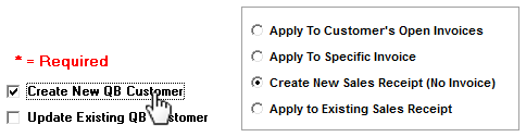 select Create New QB Customer