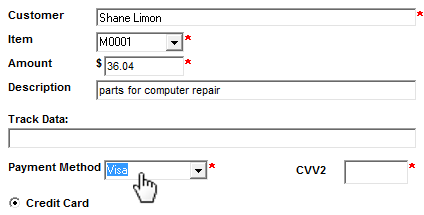 Select the customer payment method