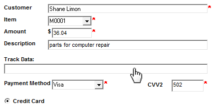 Click the Track Data field