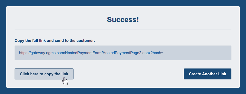 copy the generated Hosted Payment Page link