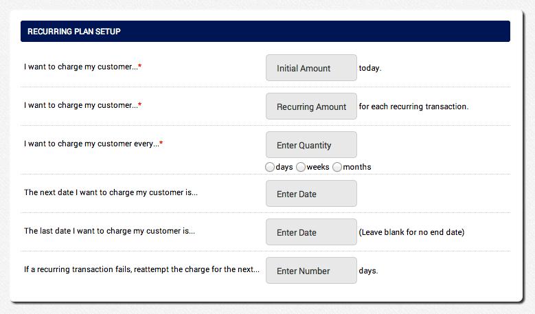 AGMS Gateway Recurring Billing setup