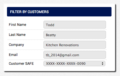 AGMS Gateway Transaction Report customer filters