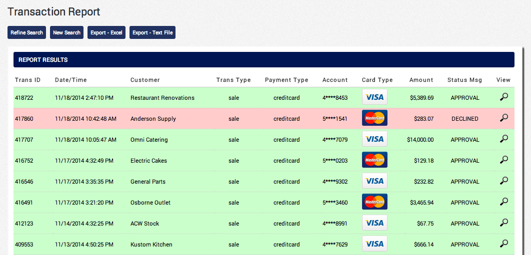 AGMS Gateway Transaction Report