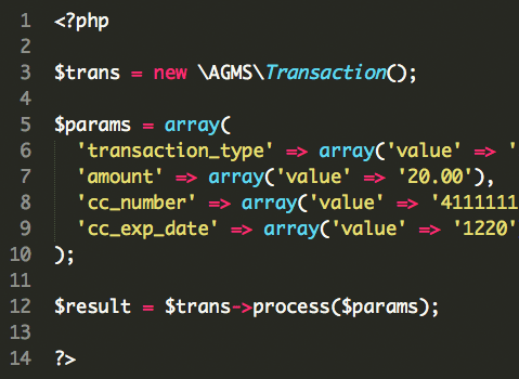 AGMS Gateway Sample Code